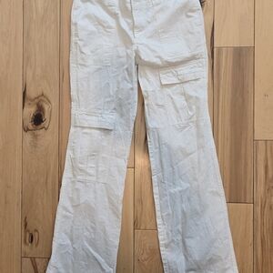 Free People Crisp White Trousers UTILITY Pants Size 2 The Thing Is Low Rise